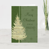 Vriend Vrolijk Kerstfeest Kaart Groene Kerstboom (Voorkant)