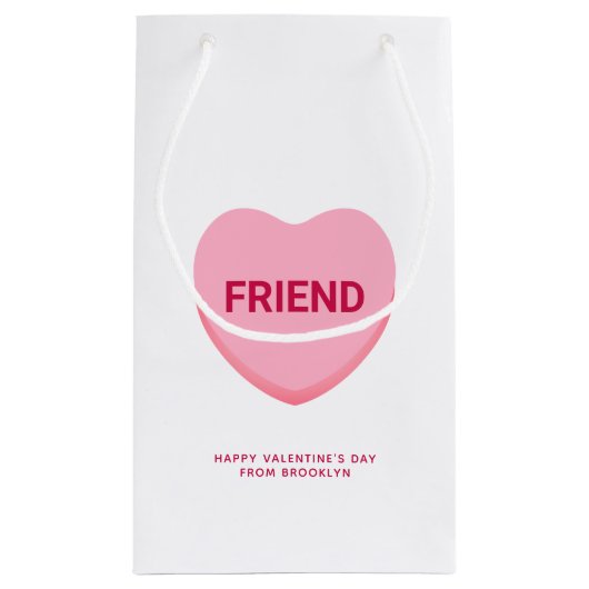 Vriend wit roze gesprekshart Valentijns Klein Cadeauzakje (Achterkant)