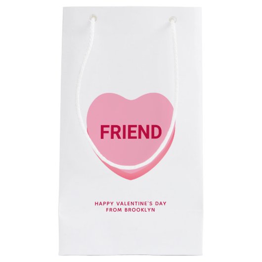 Vriend wit roze gesprekshart Valentijns Klein Cadeauzakje (Voorkant)