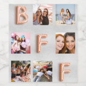 Vriend zilver roos gouden foto collage BFF Wijn Etiket (Enkel label)