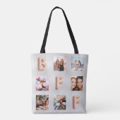 Vriend zilver roos gouden foto collage tote bag (Achterkant)