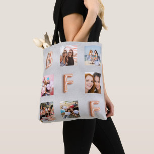 Vriend zilver roos gouden foto collage tote bag