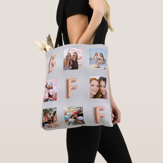 Vriend zilver roos gouden foto collage tote bag (Dichtbij)
