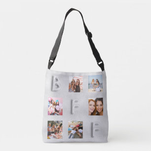 Vriend zilveren foto collage crossbody tas