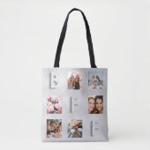 Vriend zilveren foto collage tote bag (Voorkant)