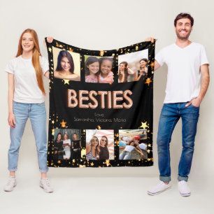 Vriend zwart roos gouden besties foto collage fleece deken