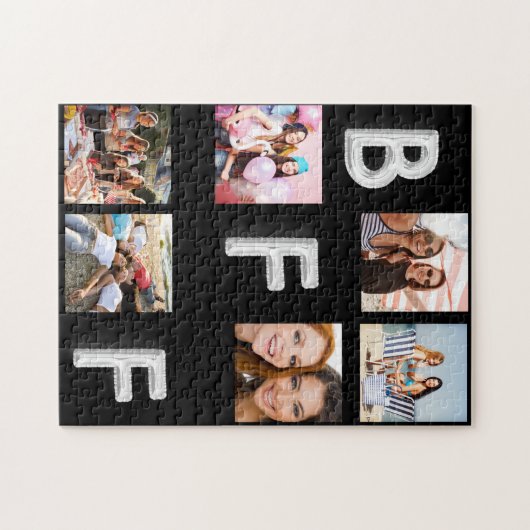 Vriend zwart zilver fotocollage BFF Legpuzzel (Horizontaal)