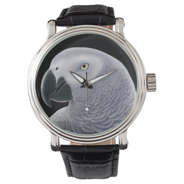 Vriendelijk Afrikaans grijs Parrot horloge (Voorkant)