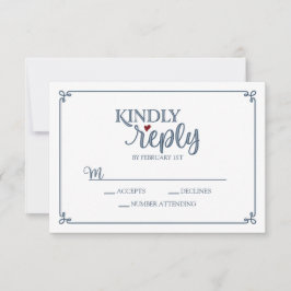 Vriendelijk antwoord - Dusty Blue & Red - RSVP-kaa