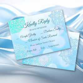 Vriendelijk antwoord RSVP Blauwe Teal Witte Mandal Kaart