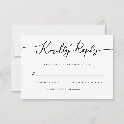 Vriendelijk antwoord RSVP handgeschreven script (Voorkant)