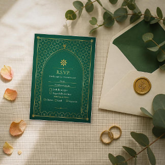 Vriendelijk Antwoorden Emerald Goud Islamitische T RSVP Kaartje