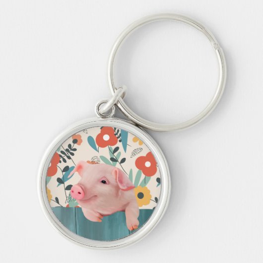 Vriendelijk Baby varken | Schattig baby dier Sleutelhanger (Voorkant)