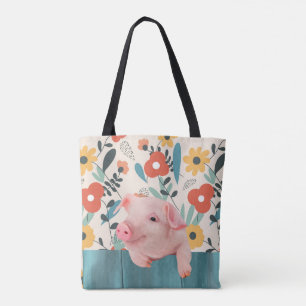 Vriendelijk Baby varken   Schattig baby dier Tote Bag