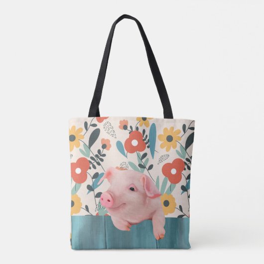 Vriendelijk Baby varken | Schattig baby dier Tote Bag (Achterkant)