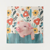 Vriendelijk Baby varken | Schattig baby dier Wandkleed (Voorkant)