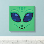 Vriendelijk Cartoon Alien Gezicht Canvas Afdruk (Insitu (Houten vloer))