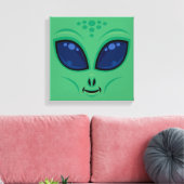 Vriendelijk Cartoon Alien Gezicht Canvas Afdruk (Insitu (Woonkamer))