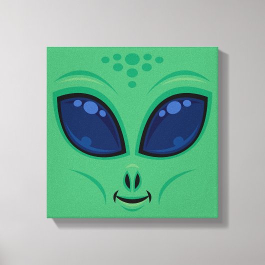 Vriendelijk Cartoon Alien Gezicht Canvas Afdruk (Voorkant)