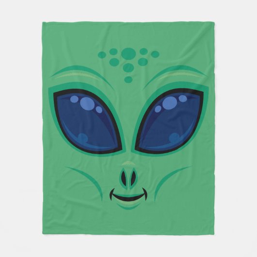 Vriendelijk Cartoon Alien Gezicht Fleece Deken (Voorkant)