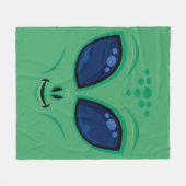 Vriendelijk Cartoon Alien Gezicht Fleece Deken (Voorkant (Horizontaal))