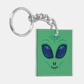 Vriendelijk Cartoon Alien Gezicht Sleutelhanger (Voorkant Links)