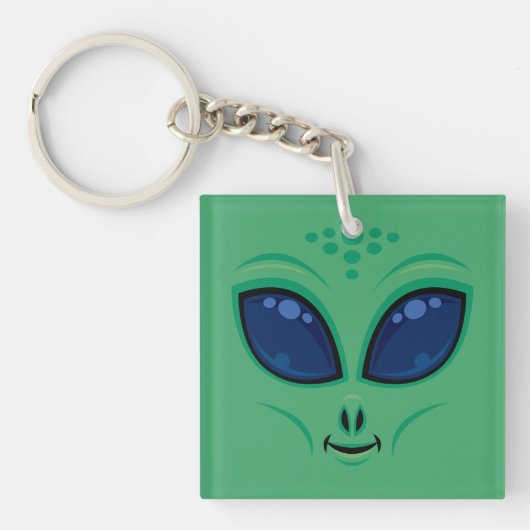 Vriendelijk Cartoon Alien Gezicht Sleutelhanger (Voorkant)