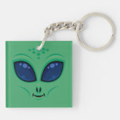Vriendelijk Cartoon Alien Gezicht Sleutelhanger (Achterkant)