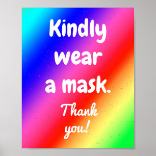 Vriendelijk Draag een Mondkapje Regenboog Kleuren Poster