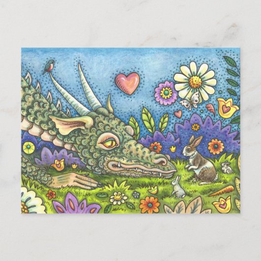 VRIENDELIJK EENVOUDIGERE DRAGON OP BUNNY TRAIL Cut Feestdagenkaart (Voorkant)