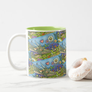 VRIENDELIJK EENVOUDIGERE DRAGON OP BUNNY TRAIL Cut Tweekleurige Koffiemok