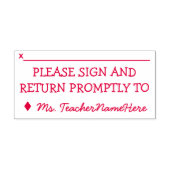 vriendelijk "GELIEVE TE SIGN EN TERUG SNEL AAN" Zelfinktende Stempel (Design)