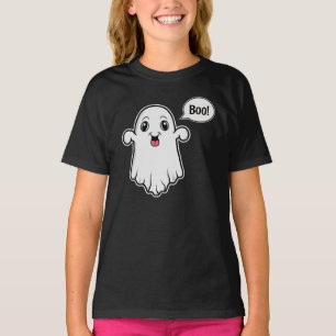 Vriendelijk Gezicht Cartoon Geest Zegt Boe Hallowe T-shirt