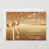 Vriendelijk Goud, Witte Lint Strik Kerstfeestje Kaart (Voorkant)