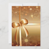 Vriendelijk Goud, Witte Lint Strik Kerstfeestje Kaart (Achterkant)