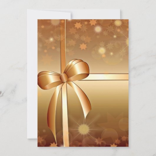 Vriendelijk Goud, Witte Lint Strik Kerstfeestje Kaart (Achterkant)