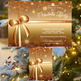 Vriendelijk Goud, Witte Lint Strik Kerstfeestje Kaart