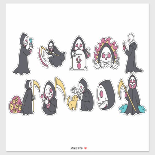 VRIENDELIJK GRIM REAPER CHARACTER SET STICKER (Vel)