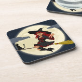 Vriendelijk halloween heks kinder bier onderzetter (Linkerzijde)