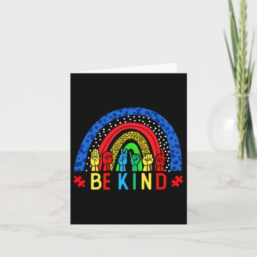 Vriendelijk Hand Gebarentaal Puzzel Autisme Bewust Kaart (Voorkant)