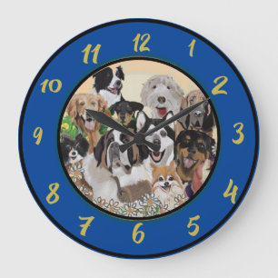 Vriendelijk, Happy Dog Pack wil acrylwandklok Grote Klok