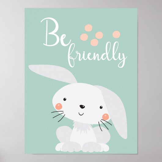 Vriendelijk konijn kinderkamer poster (Voorkant)