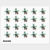 Vriendelijk lachend Frankenstein's Monster Walking Ronde Sticker (Vel)