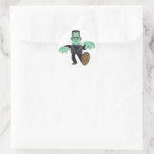 Vriendelijk lachend Frankenstein's Monster Walking Ronde Sticker (Tas)
