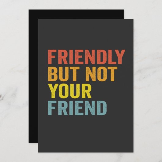 Vriendelijk, maar niet je vriend Grappig Retro  Kaart (Voorkant / Achterkant)