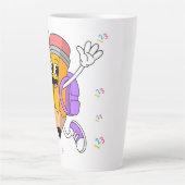 Vriendelijk potlood terug naar school ontwerp. latte mok (Voorkant)