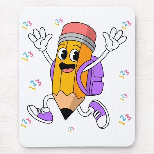 Vriendelijk potlood terug naar school ontwerp. muismat (Voorkant)