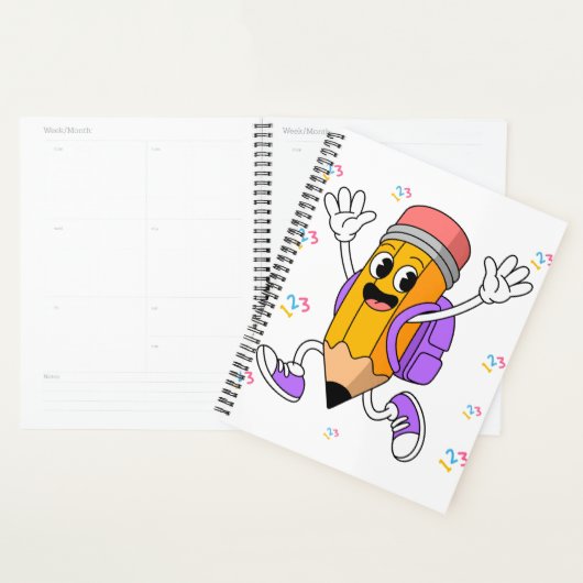 Vriendelijk potlood terug naar school ontwerp. planner (Display)