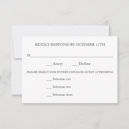 VRIENDELIJK REAGEREN BRUILOFT RSVP 3 MENU KEUZES A (Voorkant)