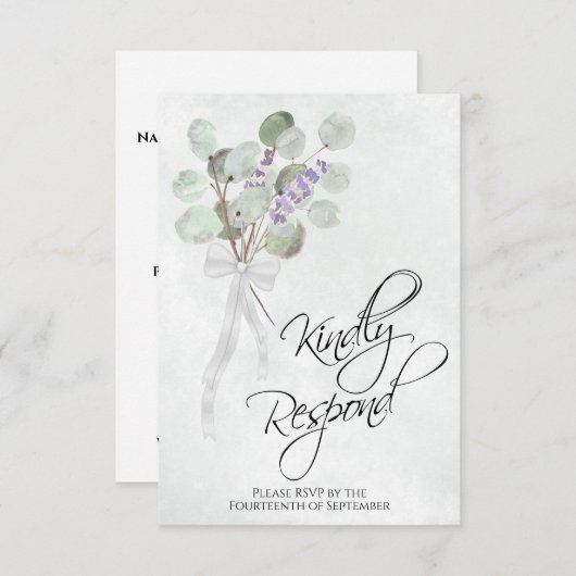 Vriendelijk reageren Eucalyptus & Lavendel Boho br RSVP Kaartje (Voorkant / Achterkant)